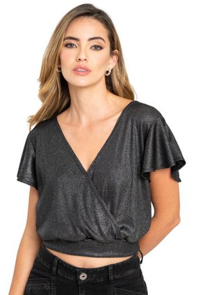 Blusa Cruzada Silver Negro Ragged Pf12120352