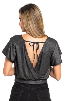 Blusa Cruzada Silver Negro Ragged Pf12120352