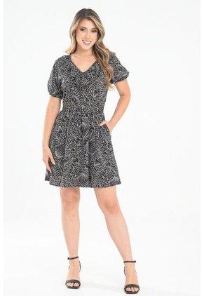 Vestido Corto Shena Negro Ragged Pf31511466