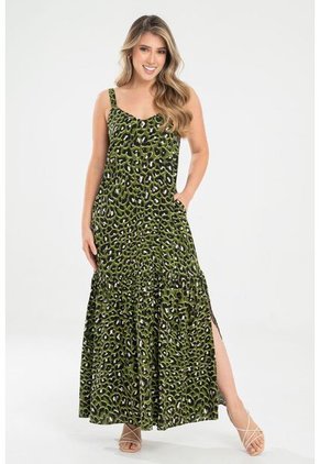 Vestido Animal Print Verde Ragged Pf31511464