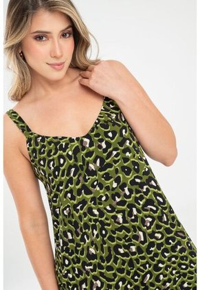 Vestido Animal Print Verde Ragged Pf31511464