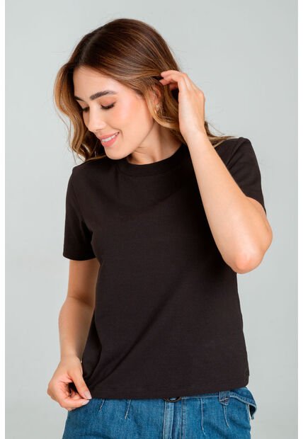 Camiseta Basica Manga Corta Negro Ragged Pf21120105