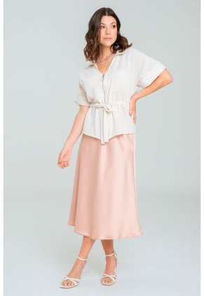 Falda Midi Satin Crudo Ragged Pf12320183