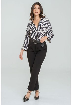 Blusa Animal Print Negro Ragged Pf11113045