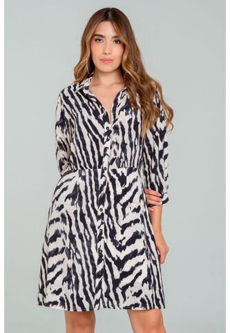 Vestido Animal Print Negro Ragged Pf11511417 Ragged