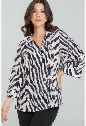 Blusa Animal Print Negro Ragged Pf11113045