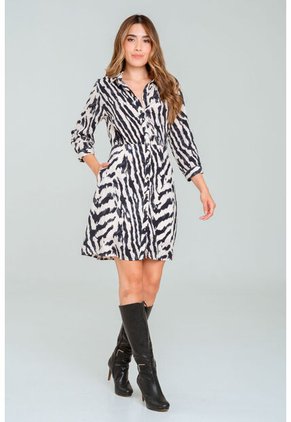 Vestido Animal Print Negro Ragged Pf11511417