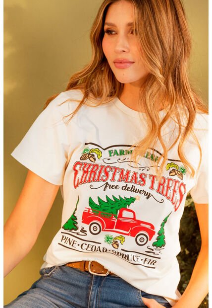 Camiseta Christmas Farm Blanco Ragged Pf21120128