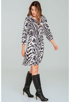 Vestido Animal Print Negro Ragged Pf11511417