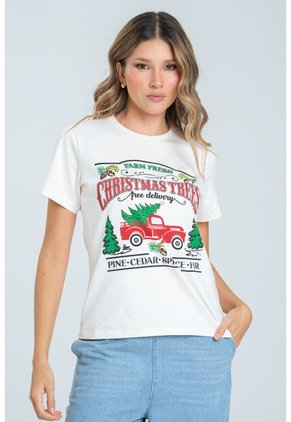 Camiseta Christmas Farm Blanco Ragged Pf21120128