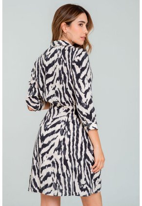 Vestido Animal Print Negro Ragged Pf11511417