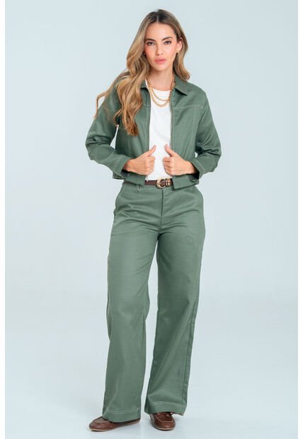 Pantalon Pespuntes Verde Ragged Pf21310044