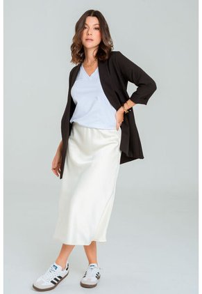 Falda Midi Satin Blanco Ragged Pf12320183