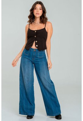 Jeans Ribetes Lyon Azul Ragged Pf21350071