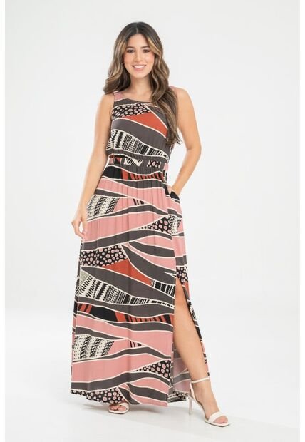 Vestido Largo Beckett Rosa Ragged Pf31511461