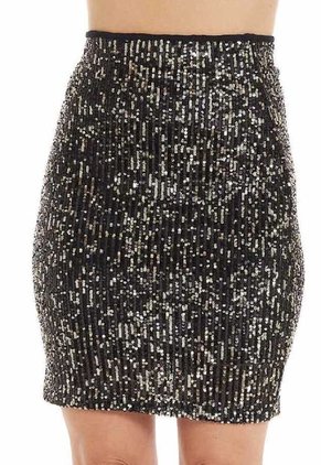 Falda Corta Lentejuelas Negro Ragged Pf12320151