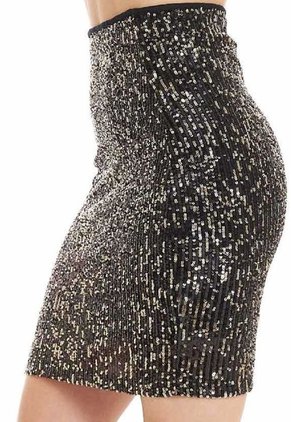 Falda Corta Lentejuelas Negro Ragged Pf12320151