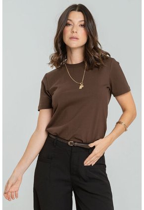 Camiseta Basica Manga Corta Café Ragged Pf21120105