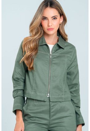 Chaqueta Pespuntes Verde Ragged Pf21130021