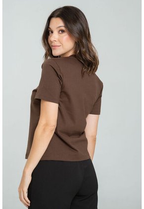 Camiseta Basica Manga Corta Café Ragged Pf21120105