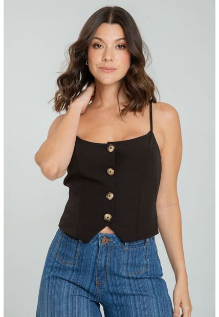 Blusa Tipo Chaleco Negro Ragged Pf11113033