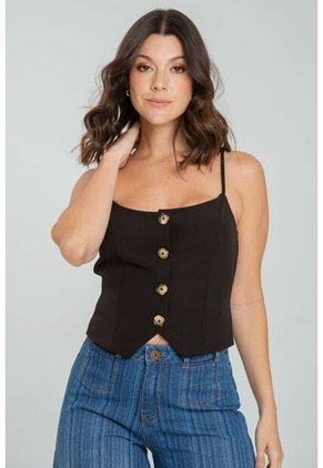 Blusa Tipo Chaleco Negro Ragged Pf11113033