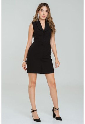 Vestido Corto Niccola Negro Ragged Pf11511419