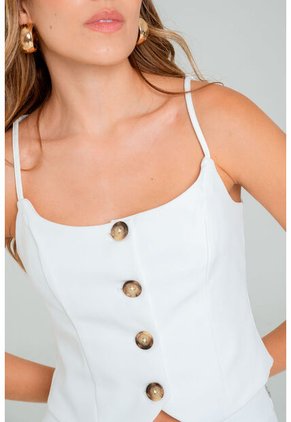 Blusa Tipo Chaleco Blanco Ragged Pf11113033