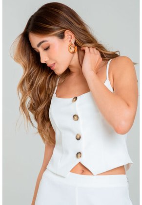 Blusa Tipo Chaleco Blanco Ragged Pf11113033