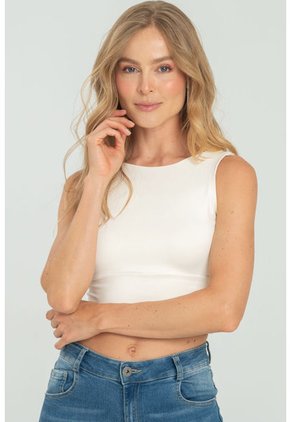 Crop Top Label Blanco Ragged Pf13120823