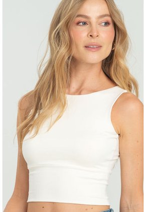 Crop Top Label Blanco Ragged Pf13120823