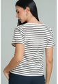 Camiseta Rayas Escote V Blanco Ragged Pf21120141 de Ragged