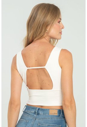 Crop Top Label Blanco Ragged Pf13120823