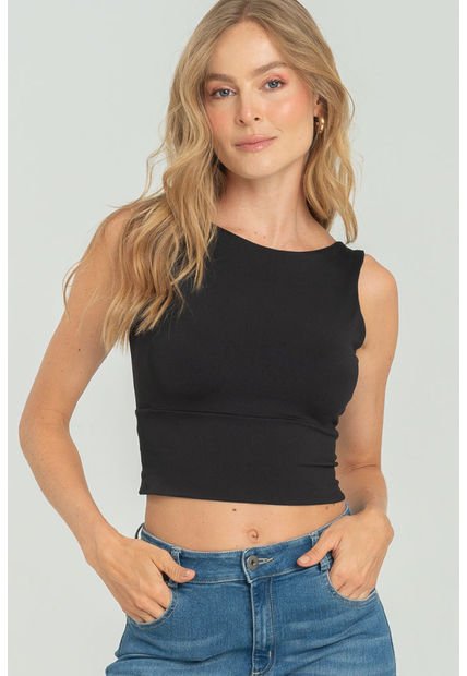 Crop Top Label Negro Ragged Pf13120823