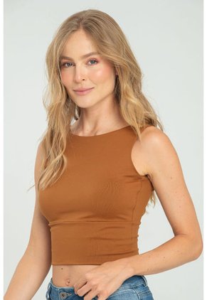 Crop Top Label Café Ragged Pf13120823