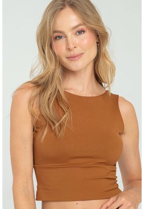 Crop Top Label Café Ragged Pf13120823