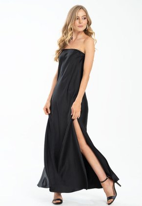 Vestido Straple Satin Negro Ragged Pf12510391