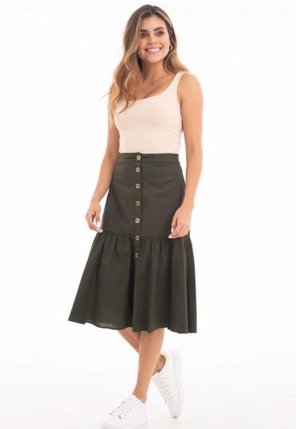 Falda Terranova Midi Verde Ragged Pf11320407