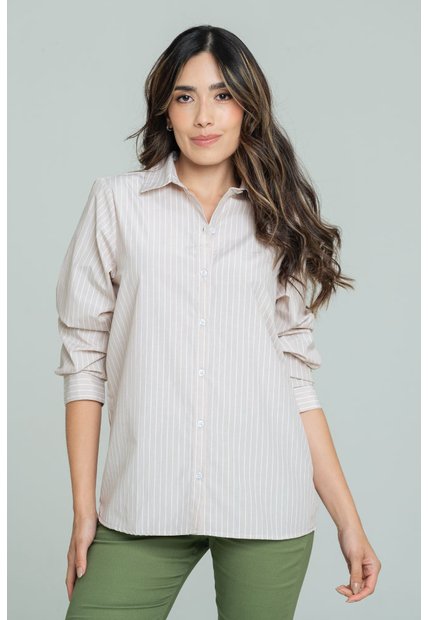 Camisa Oversize Rayas Beige Ragged Pf11112865
