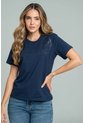 Camiseta Flor Bordada Azul Ragged Pf21120147 de Ragged