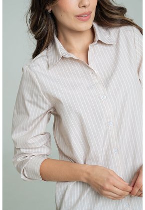 Camisa Oversize Rayas Beige Ragged Pf11112865