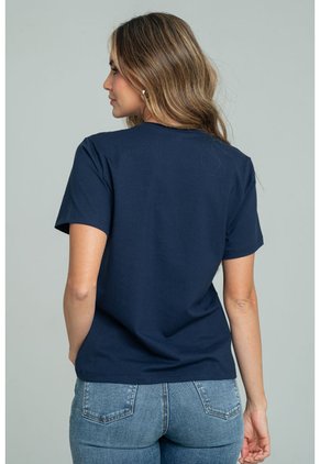 Camiseta Flor Bordada Azul Ragged Pf21120147