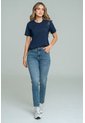 Camiseta Flor Bordada Azul Ragged Pf21120147 de Ragged