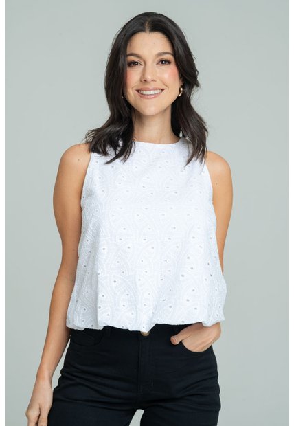 Blusa Globo Ojalillo Blanco Ragged Pf11113153