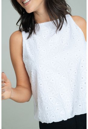 Blusa Globo Ojalillo Blanco Ragged Pf11113153