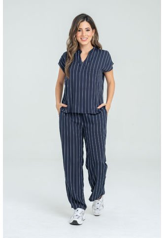 Pantalon Recto Rayas Azul Ragged Pf31310676 Ragged