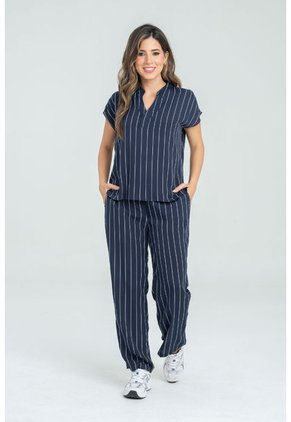 Pantalon Recto Rayas Azul Ragged Pf31310676