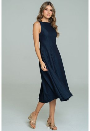 Vestido Midi Azul Ragged Pf21510021