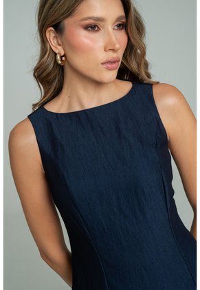 Vestido Midi Azul Ragged Pf21510021