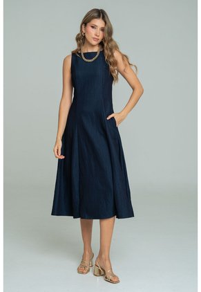 Vestido Midi Azul Ragged Pf21510021